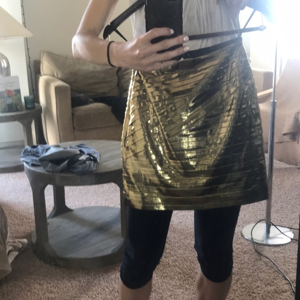 Torn by Ronny Kobo high waisted Gold Skirt XS